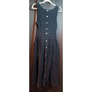 Vintage Corduroy Dress Duckenfield's Black Sleeveless Button Back Size 8 Pockets